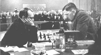 Alekhine - Euwe in the "Militiezaal" in Amsterdam